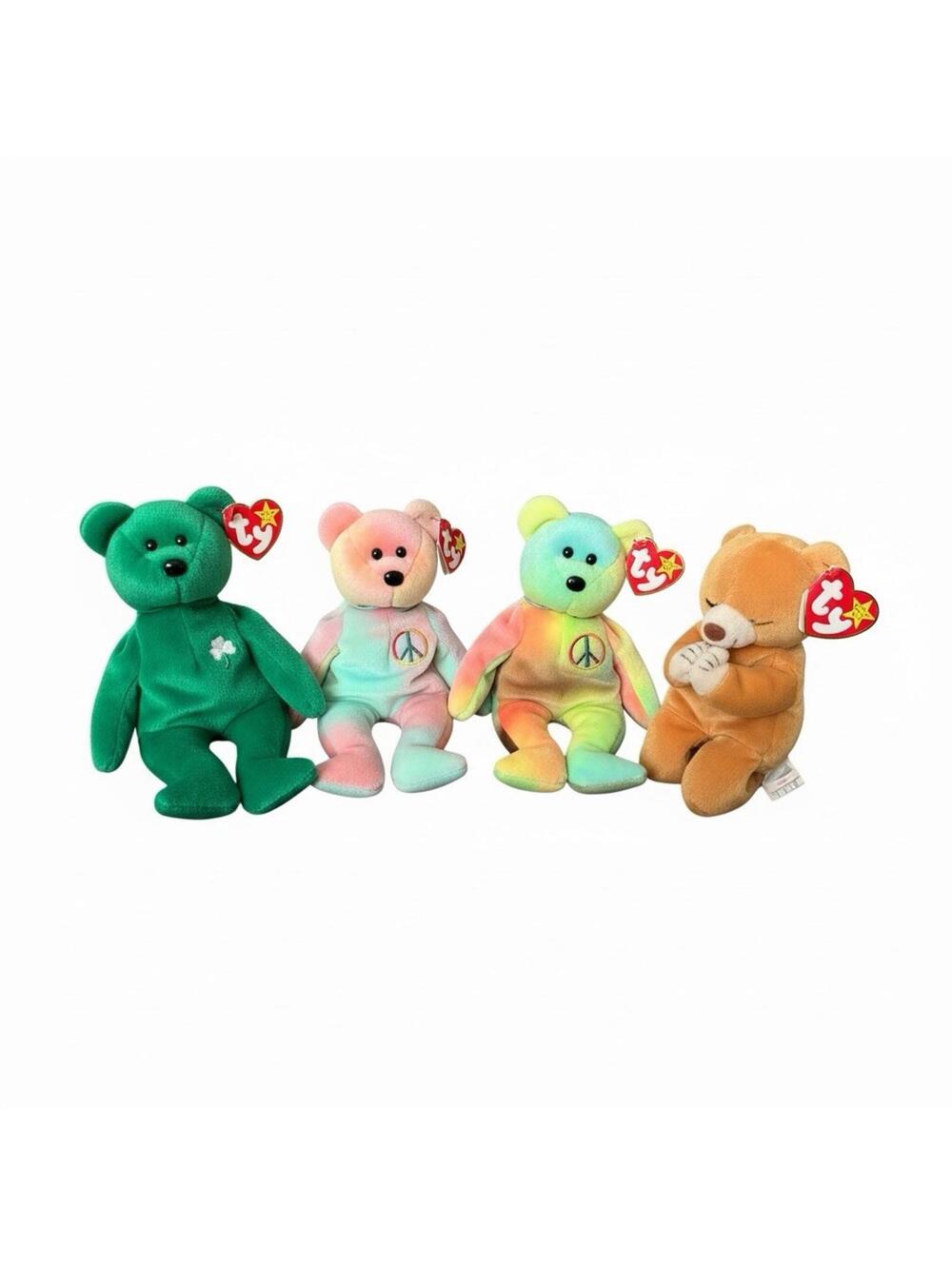 TY Beanie Babies Peace Bear Lot Erin Shamrock Hope 90s Vintage NWT Plush